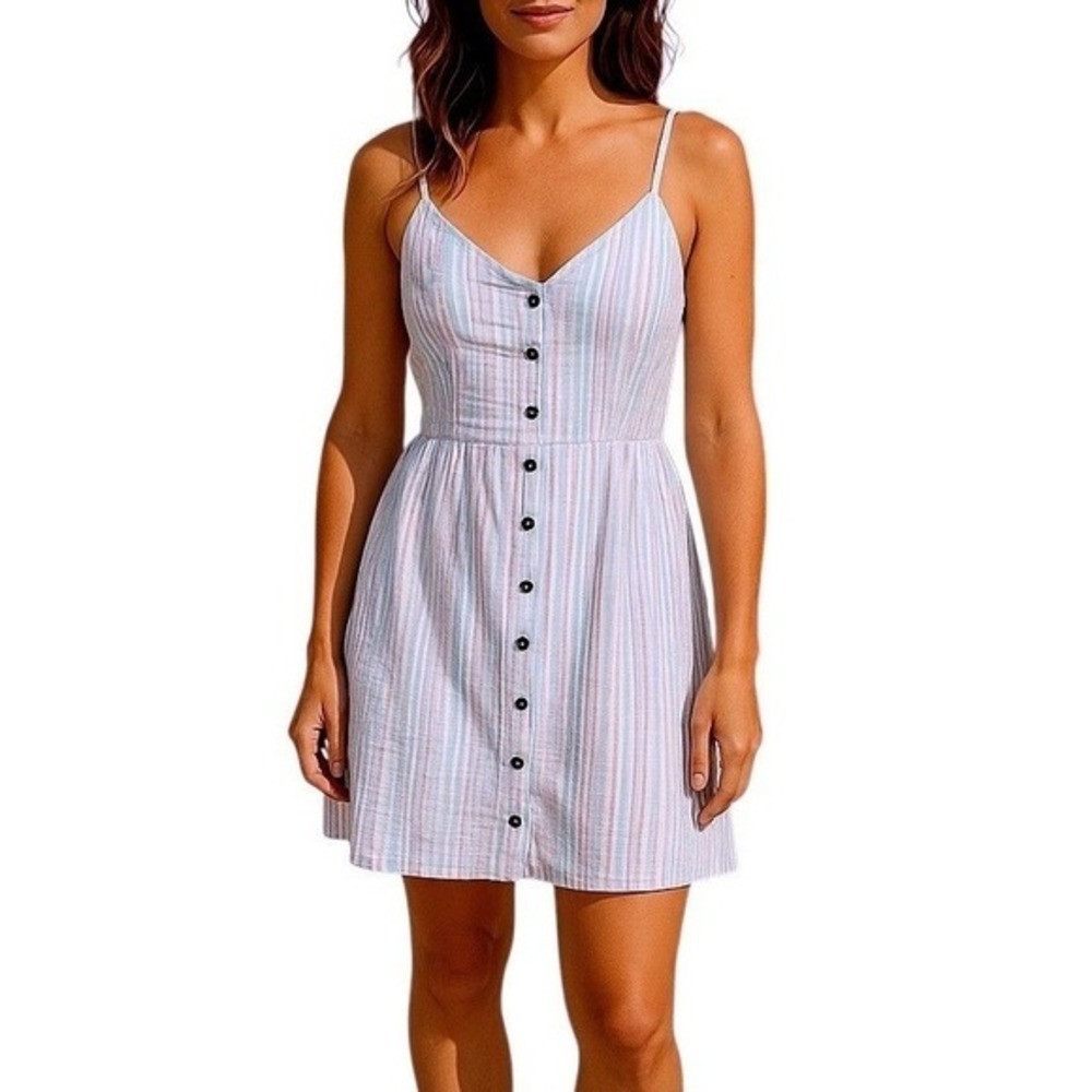 ModCloth Pastel Striped Button-Front Sundress